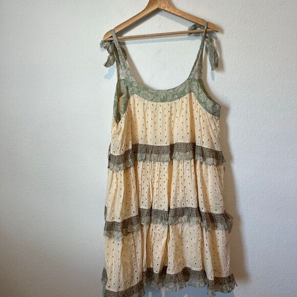 Anthropologie Forever That Girl Effie Eyelet Ruffle Mini Dress Womens Size Large - Picture 4 of 6